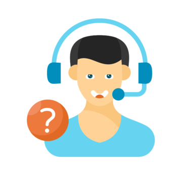 Data Protection Office Support and Consultancy An illustration of a male figure wearing a light blue shirt and a blue headset with a microphone, suggesting a support or call center role. To the left of the figure, there is a large, glossy orange icon with a white question mark inside, symbolizing a query or request for assistance. Below the image, the text reads